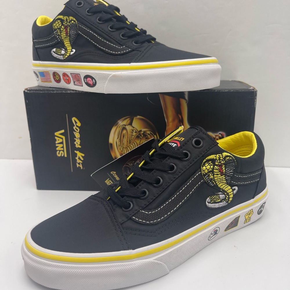Vans Men’s Old Skool
Cobra Kai Black/Yellow/White Sneakers 
VN0A3WKT05N - Picture 2 of 16